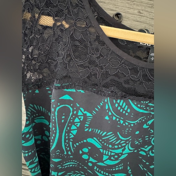 Express Floral Silk Dress EUC Black Green Paisley Lace Belted Sheath Y2k Satin - Picture 6 of 15